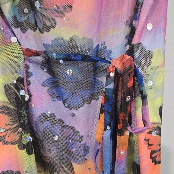 SOLD SOLD SOLD Justice Pink and Purple Ruffled Tie Front Dress - Picture 4 of 5